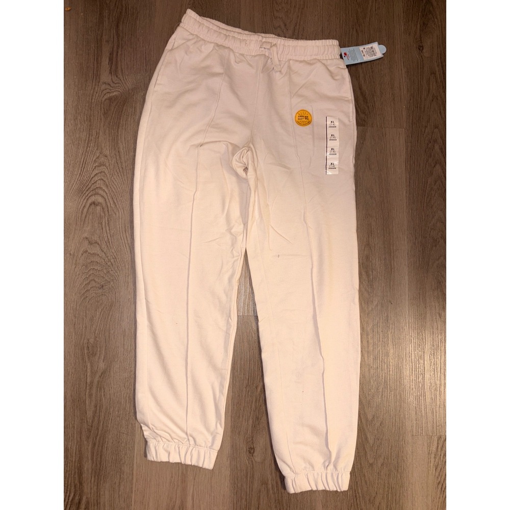 Cat & Jack Girls XL 14 Cream Pintuck Jogger Sweatpants NWT Off White Pockets